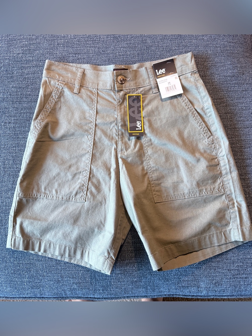 Lee Men's Olive Green Flat Front Casual Shorts